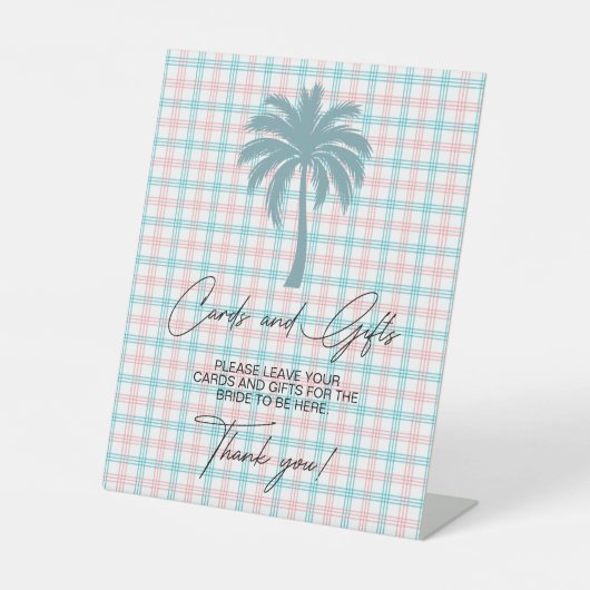 Palm Tree Azure Pink Karton Karten & Geschenke Sockelschild (Vorderseite)