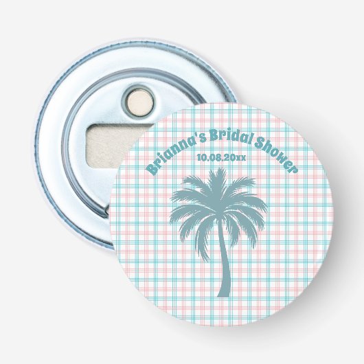 Palm Tree Azure Pink Kegeltes Brautparty Flaschenöffner (Vorderseite)