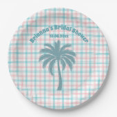 Palm Tree Azure Pink Kegeltes Brautparty Pappteller (Vorderseite)