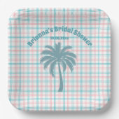 Palm Tree Azure Pink Kegeltes Brautparty Pappteller (Vorderseite)