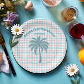 Palm Tree Azure Pink Kegeltes Brautparty Pappteller