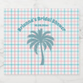 Palm Tree Azure Pink Kegeltes Brautparty Schaumweinetikett (Einzelnes Label)