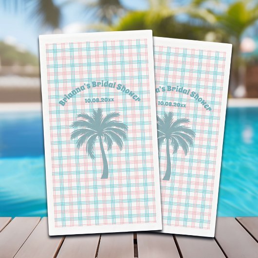 Palm Tree Azure Pink Kegeltes Brautparty Serviette