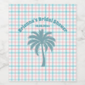 Palm Tree Azure Pink Kegeltes Brautparty Weinetikett (Einzelnes Label)
