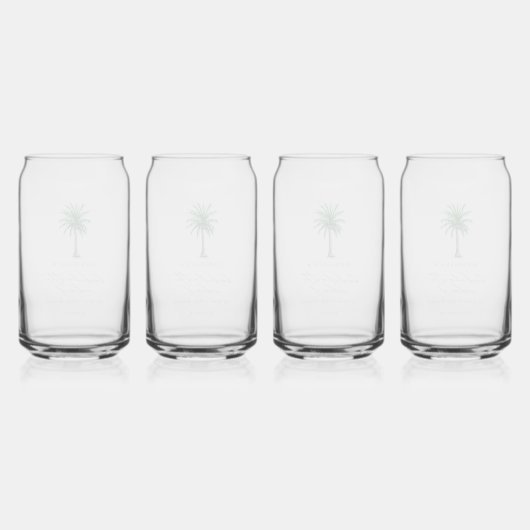 Palm Tree Bachelorette Personalisierter Name Dosenglas (Hinten)