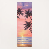 Palm Tree Beach bei Sonnenuntergang Aquarellmalere Yogamatte (Vorderseite)