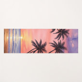 Palm Tree Beach bei Sonnenuntergang Aquarellmalere Yogamatte (Vorderseite (Horizontal))