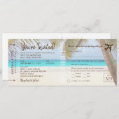 Palm Tree Beach Boarding Pass Einladung Hochzeit (Vorne/Hinten)
