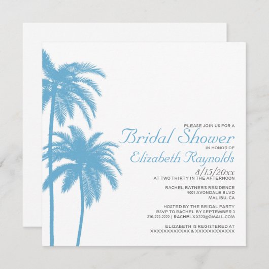Palm Tree Beach Bridal Einladungen (Vorne/Hinten)
