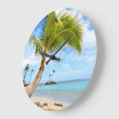 Palm Tree Beach Clock Große Wanduhr (Winkel)