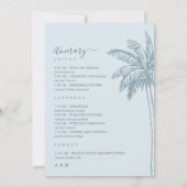 Palm Tree Beach Dusty Blue Wedelcard Einladung (Rückseite)