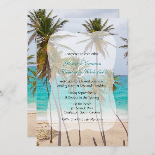Palm Tree Beach Einladung (Vorne/Hinten)