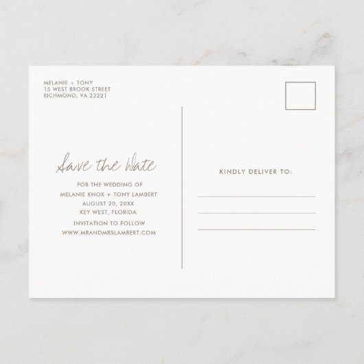 Palm Tree Beach Freie Getränke Hochzeiten sparen d Ankündigungspostkarte (Rückseite)