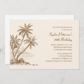 Palm Tree Beach Geburtstagsparty Einladungen (Vorne/Hinten)