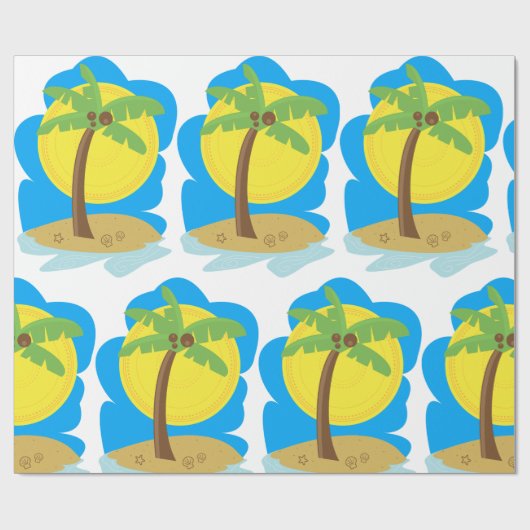 Palm Tree Beach Geschenkpapier (Flach)