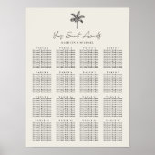 Palm Tree Beach Hochzeit 16 Tischkarten Poster (Vorne)
