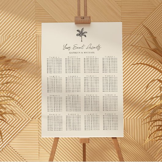 Palm Tree Beach Hochzeit 16 Tischkarten Poster