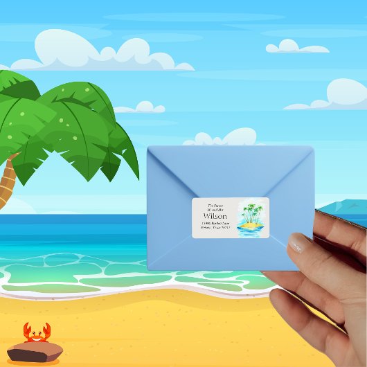 Palm Tree Beach Hochzeit Einladung Rücksendeadress Adressaufkleber