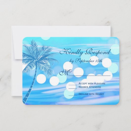 Palm Tree Beach Hochzeit in Urlaubsort RSVP Cards (Vorderseite)