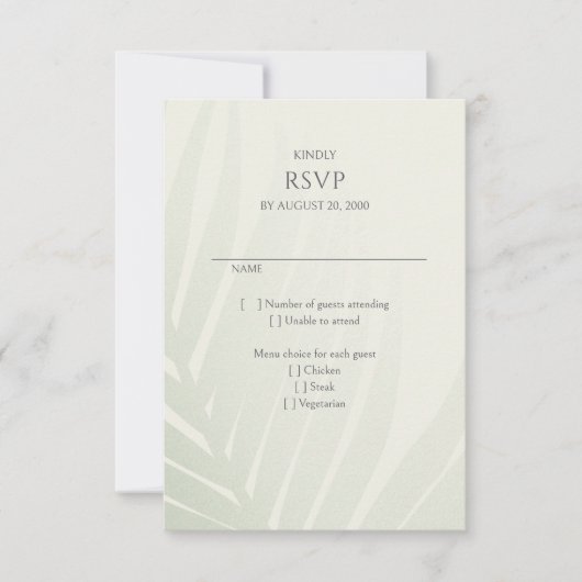 Palm Tree Beach Hochzeit in Urlaubsort UAWG RSVP Karte (Vorderseite)