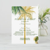 Palm Tree Beach Hochzeit Probe Dinner Card (Stehend Vorderseite)