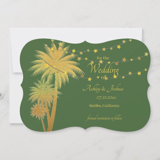 Palm Tree Beach Hochzeit Save the Date (Rückseite)