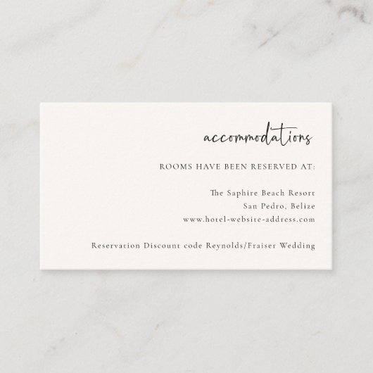 Palm Tree Beach Hochzeitsunterkünfte Begleitkarte (Vorderseite)