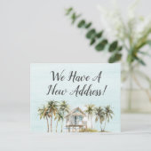 Palm Tree Beach House - neue Adresse Postkarte (Stehend Vorderseite)