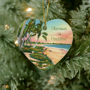 Palm Tree Beach Keramik Ornament