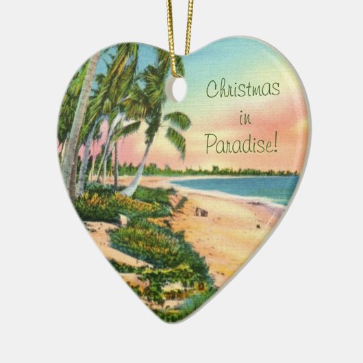 Palm Tree Beach Keramik Ornament (Links)