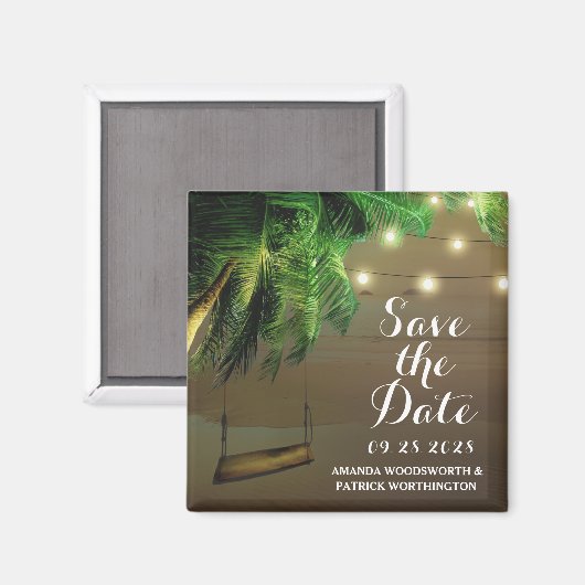 Palm Tree Beach Lights Speichern Sie die Datumsmag Magnet (Vorderseite/Rückseite)