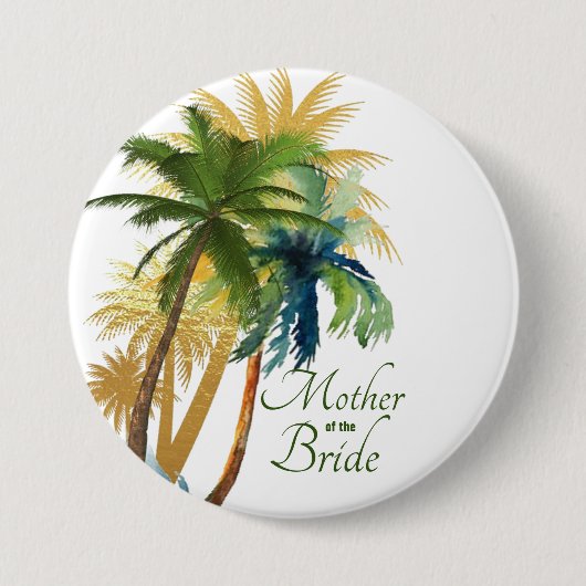 Palm Tree Beach Mother the Bride Button (Vorderseite)