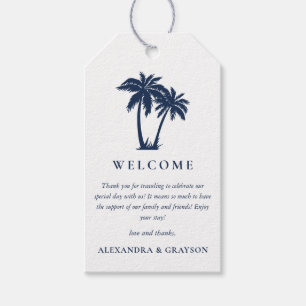 Palm Tree Beach Nautical Navy Hochzeit Geschenkanhänger