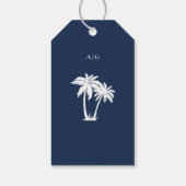 Palm Tree Beach Nautical Navy Hochzeit Geschenkanhänger (Rückseite)