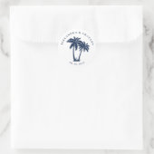 Palm Tree Beach Nautical Navy Hochzeit Runder Aufkleber (Tasche)