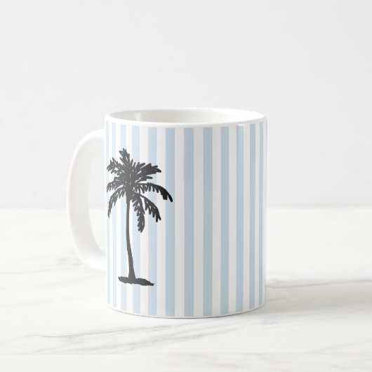 Palm Tree Beach Nautical Stripe Kaffeetasse (Vorderseite Links)