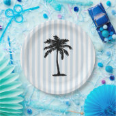Palm Tree Beach Nautical Stripe Pappteller (Party)