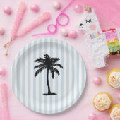 Palm Tree Beach Nautical Stripe Pappteller (Party)
