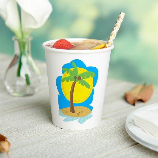 Palm Tree Beach Pappbecher