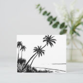 Palm Tree Beach Pen Zeichnend Postkarte (Stehend Vorderseite)