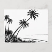 Palm Tree Beach Pen Zeichnend Postkarte (Vorderseite)
