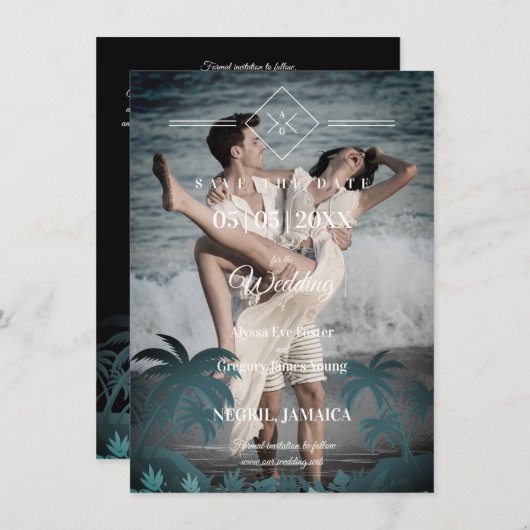 Palm Tree Beach Personalized Photo Engagement (Vorne/Hinten)