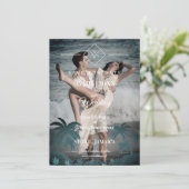 Palm Tree Beach Personalized Photo Engagement (Stehend Vorderseite)