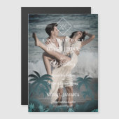 Palm Tree Beach Personalized Photo Engagement Magneteinladung (Vorne/Hinten)