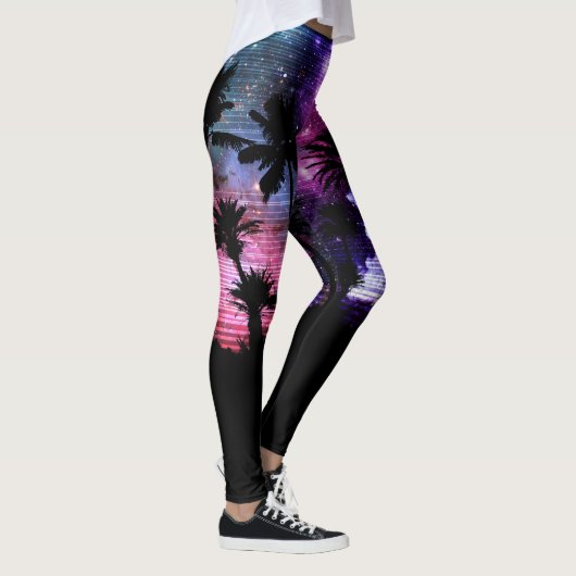 Palm Tree Beach, Space Galaxy Star, Leggings (Rechts)