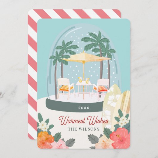 Palm Tree Beach Stühle Snow Globe Weihnachten (Vorne/Hinten)