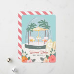 Palm Tree Beach Stühle Snow Globe Weihnachten<br><div class="desc">Diese niedliche Weihnachtskarte verfügt über eine Schneedecke mit Liegestühlen,  Sonnenschirm,  Cocktails und Palmen. Die Rückseite weist einen weißen Hintergrund mit rosa diagonalen Streifen auf. Personalisieren Sie es für Ihre Bedürfnisse. In meinem Geschäft finden Sie passende Produkte.</div>