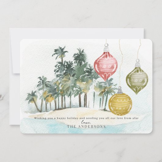 Palm Tree Beach Stühle Tropical Holiday Foto Card Einladung (Rückseite)