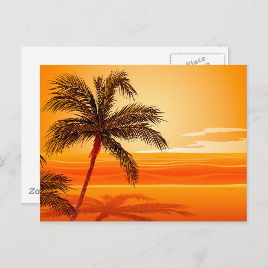 Palm Tree Beach Sunset Postkarte (Vorne/Hinten)