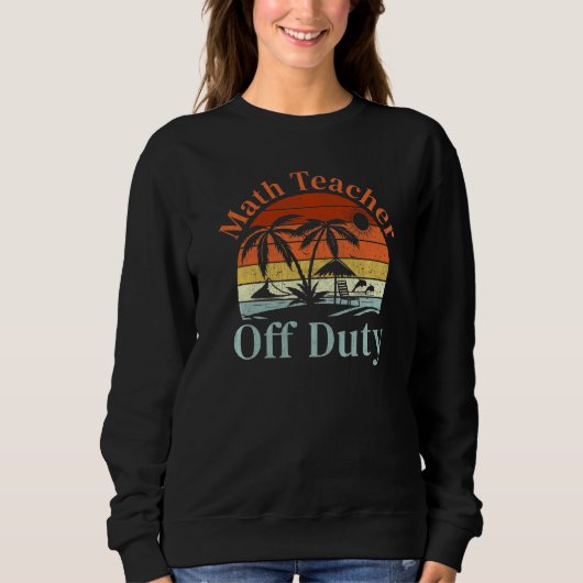 Palm Tree Beach Sunset Retro Math Teacher Summer V Sweatshirt (Vorderseite)